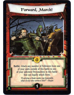 Forward, March - Battle: Attach any number of followers from one of your units outside of this battle to one of your unbowed pe