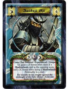 Daidoji Uji Exp - Crane Clan Samurai. Experienced. Unique. Uji gains a 2F bonus when there is a Shadowlands card in the opposin