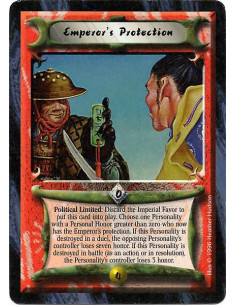 Emperor's Protection - Political Limited: Discard the Imperial Favor to put this card into play. Choose one Personality with a