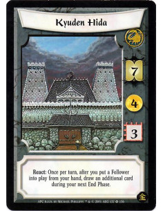 Kyuden Hida - Reaction: Once per turn, after you put a Follower into play from your hand, draw an additional card during your n