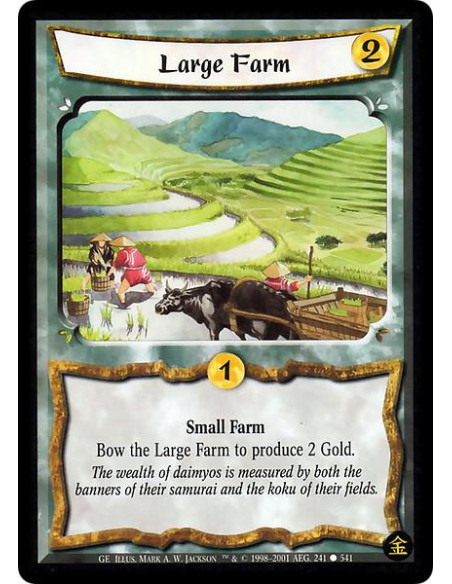 Large Farm  - Small Farm. Bow this card: Produce 2 Gold.
