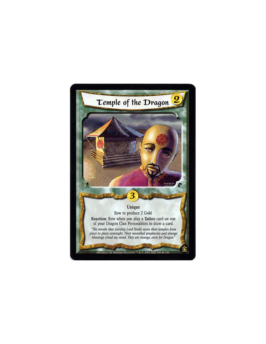 Temple of the Dragon (French)  - Unique Bow to produce 2 Gold. Reaction: Bow when you play a Tattoo card on one of your Dragon C