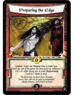 Preparing the Edge - Limited: Target one Weapon Item or Claw Item. Until the end of the game, the item gives an additional +2F/