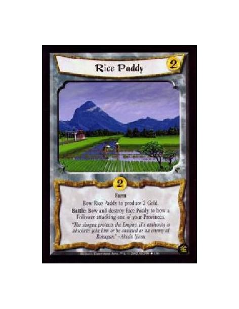 Rice Paddy (Francés)  - Farm Bow Rice Paddy to produce 2 Gold. Battle: Bow and destroy Rice Paddy to bow a Follower attacking on