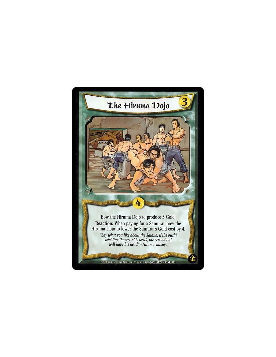 The Hiruma Dojo  - Bow the Hiruma Dojo to produce 3 Gold. Reaction: When paying for a Samurai, bow the Hiruma Dojo to lower that