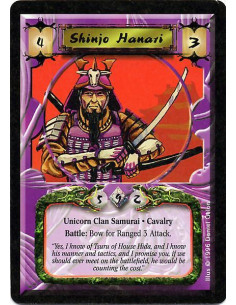 Shinjo Hanari  - Unicorn Clan Cavalry Samurai Battle: Bow for Range 3 Attack. (Target a Follower, or Personality without Followe