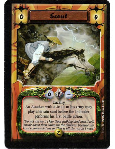 Scout - Cavalry An Attacker with a Scout in his army may play a Terrain before the Defender's first action in battle.