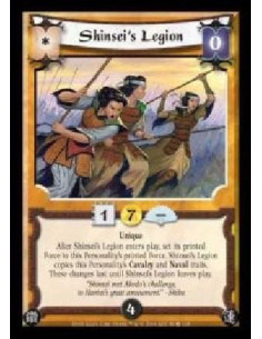 Shinsei's Legion (español)  - Unique. After Shinsei's Legion enters play, set its printed Force to this Personality's printed Fo