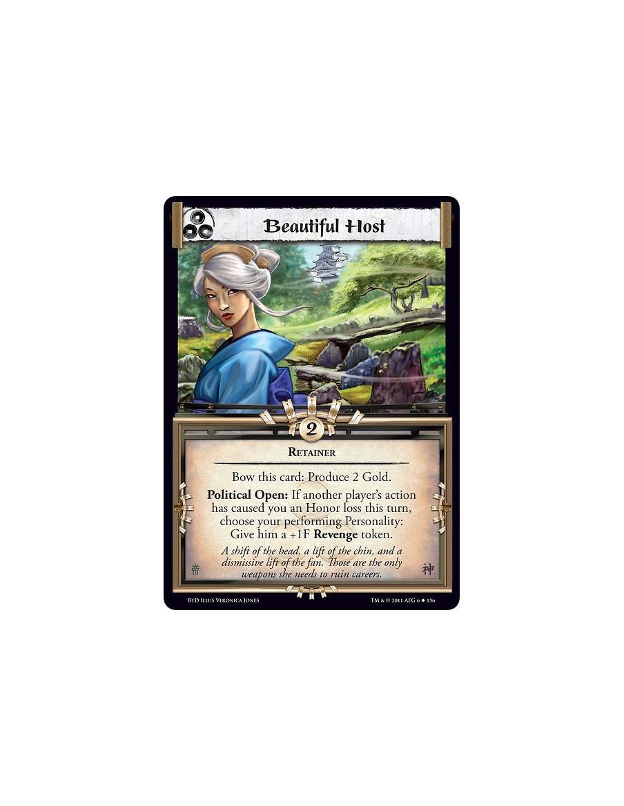 Beautiful Host  - RetainerBow this card: Produce 2 Gold.Political Open: If another player’s action has caused you an Honor loss 