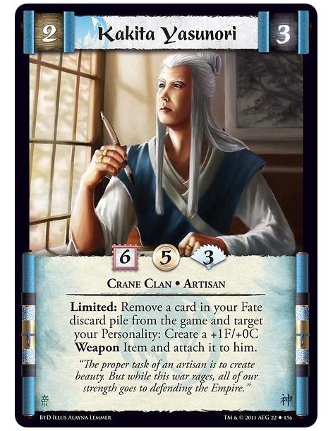 Kakita Yasunori (Español)  - Crane Clan • ArtisanLimited: Remove a card in your Fate discard pile from the game and target your