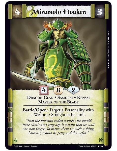 Mirumoto Houken (Español)  - Dragon Clan • Samurai • Kensai • Master of the BladeBattle/Open: Target a Personality with a Weapon