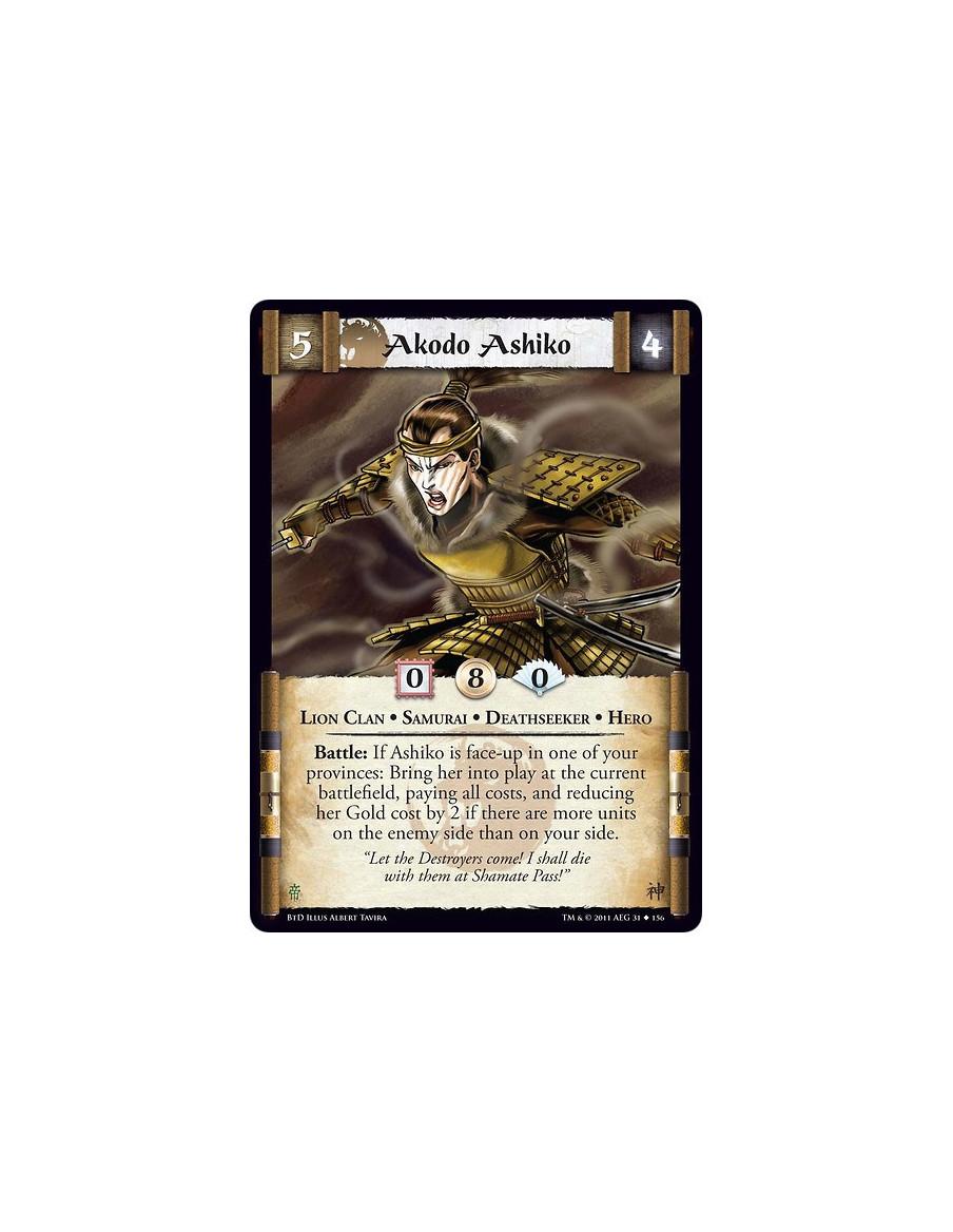 Akodo Ashiko (Español)  - Lion Clan • Samurai • Deathseeker • HeroBattle: If Ashiko is face-up in one of your provinces: Bring h