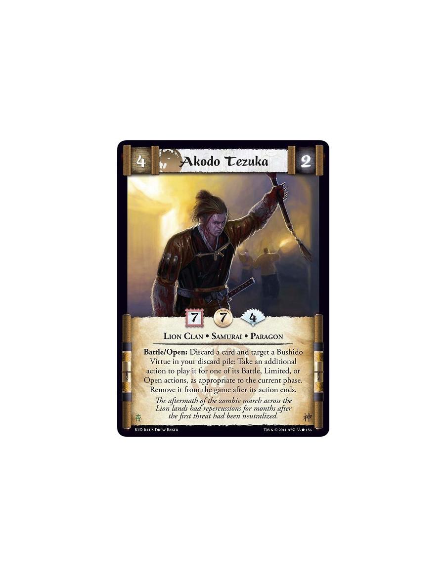 Akodo Tezuka  - Lion Clan • Samurai • ParagonBattle/Open: Discard a card and target a Bushido Virtue in your discard pile: Take 