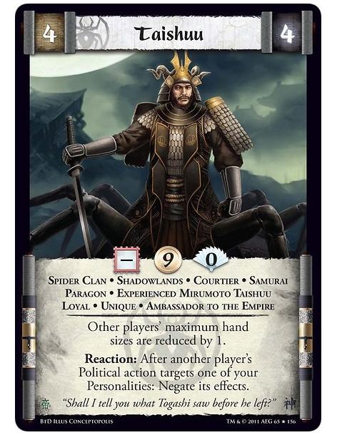 Taishuu Exp  - Spider Clan • Shadowlands • Courtier • Samurai • Paragon • Experienced Mirumoto Taishuu • Loyal • Unique • Ambass