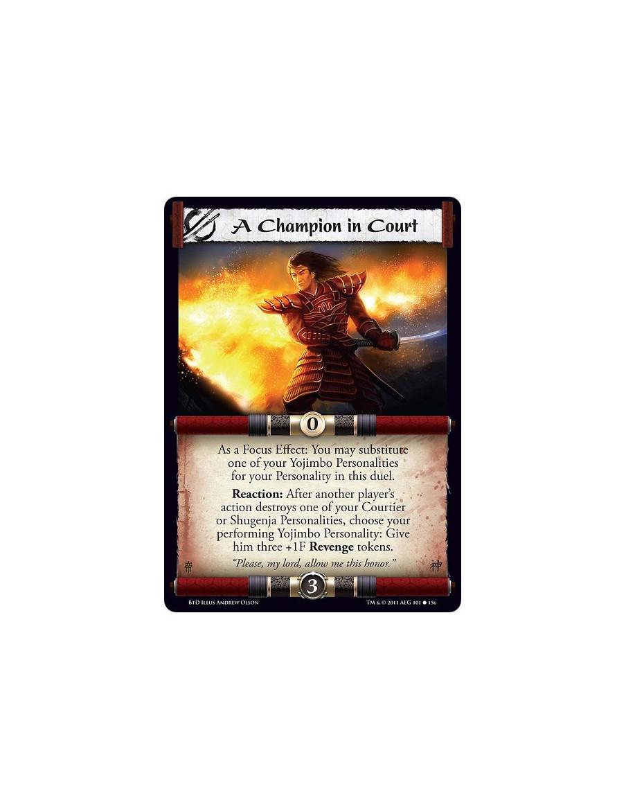 A Champion in Court  - As a Focus Effect: You may substitute one of your Yojimbo Personalities for your Personality in this duel