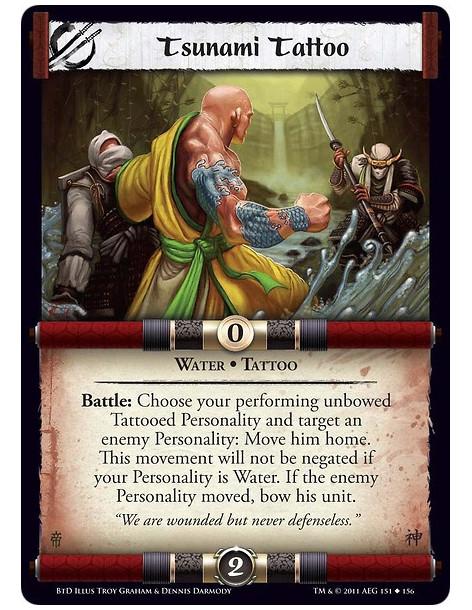 Tsunami Tattoo  - Water • TattooBattle: Choose your performing unbowed Tattooed Personality and target an enemy Personality: Mov