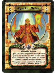 Agasha Heizo - Dragon Clan Shugenja Open: Bow Heizo. Assign a force penalty to Heizo up to his current force total. Give an equ