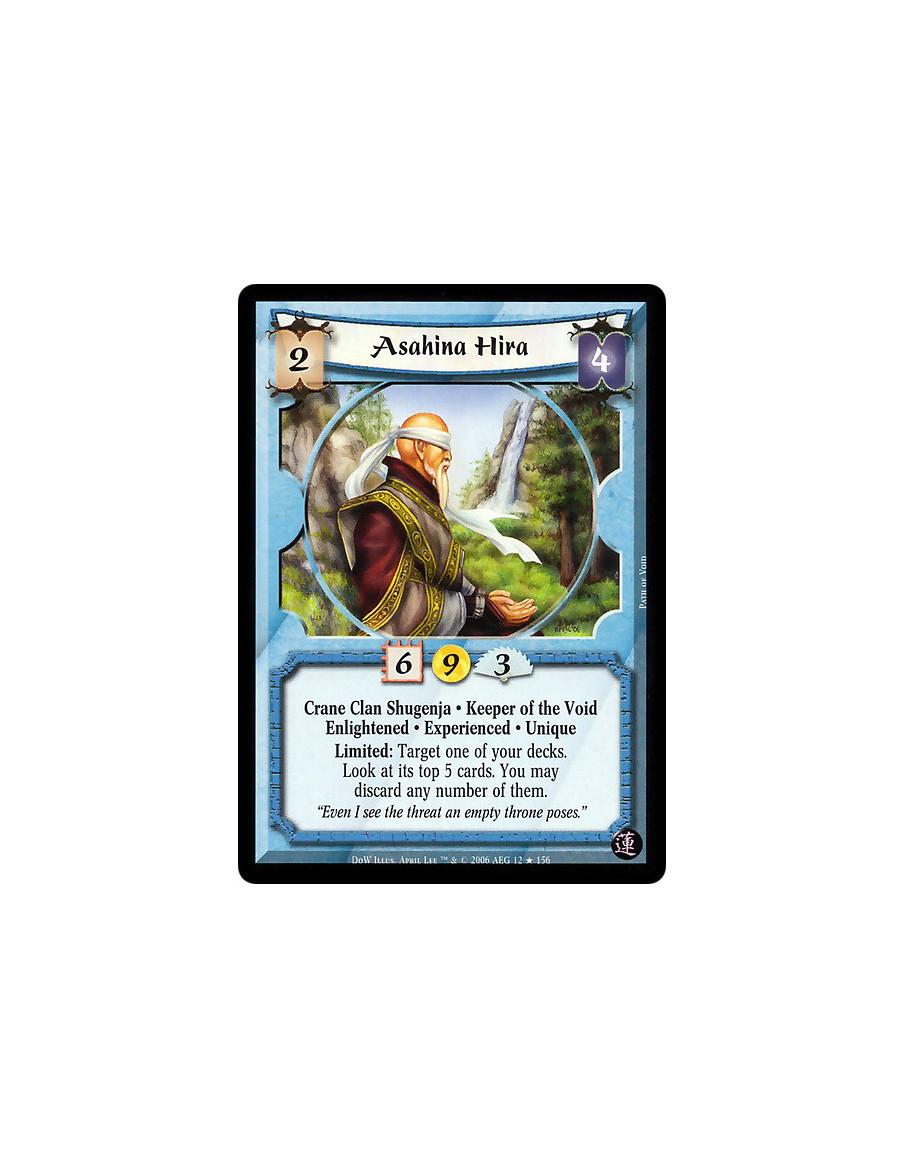 Asahina Hira Exp FOIL (Español)  - Crane Clan Shugenja · Keeper of the Void · Enlightened · Experienced · Unique. Limited: Targe