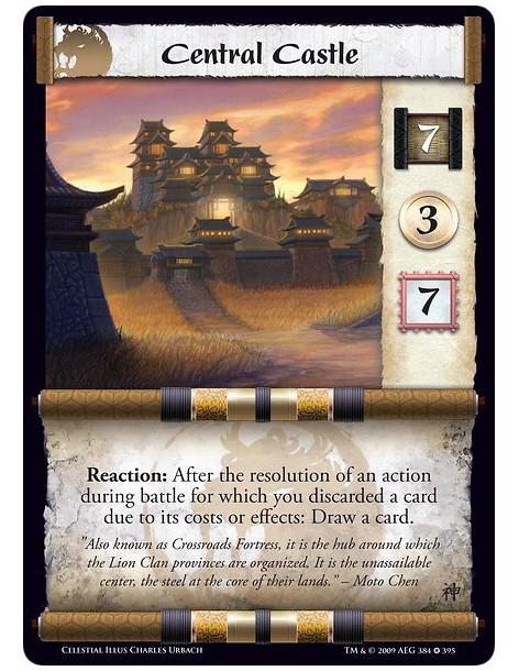 Central Castle (Spanish)  - Reaction: After the resolution of an action during battle for which you discarded a card due to its