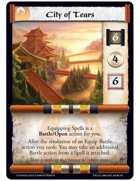 City of Tears (Spanish)  - Equipping Spells is a Battle/Open action for you. After the resolution of an Equip Battle action you 