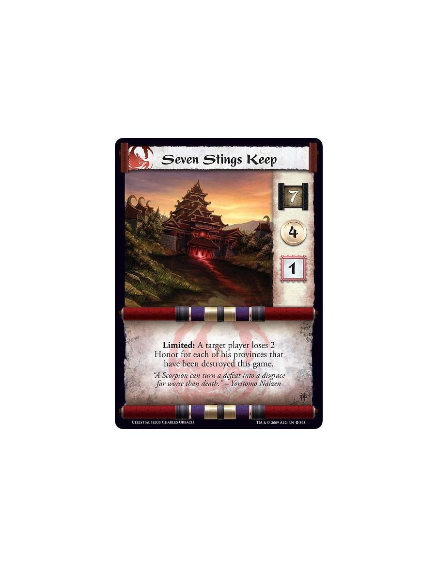 Seven Stings Keep (Spanish)  - Limited: A target player loses 2 Honor for each of his provinces that have been destroyed this ga