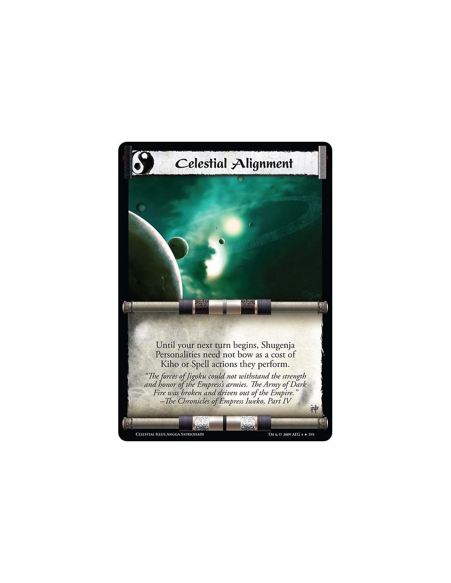 Celestial Alignment (Español)  - Until your next turn begins, Shugenja Personalities need not bow as a cost of Kiho or Spell act