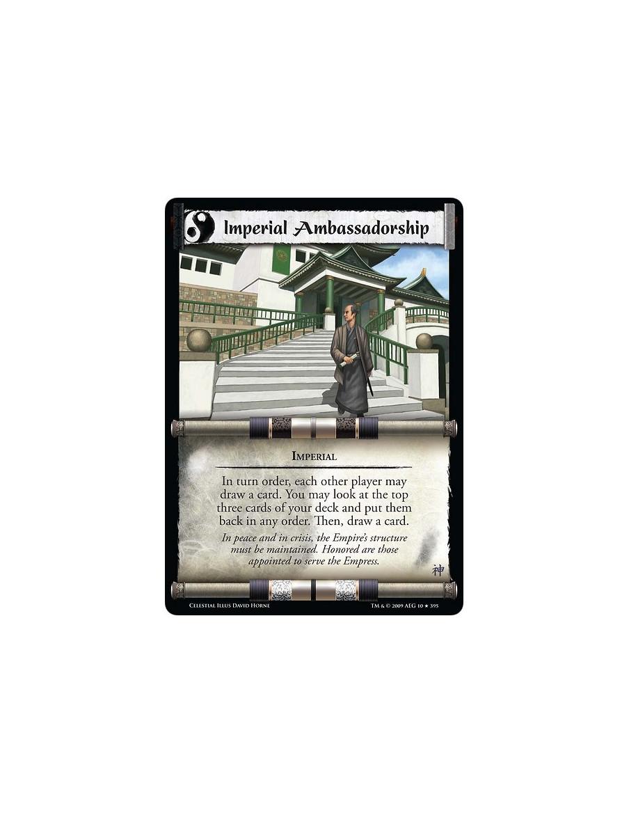 Imperial Ambassadorship  - Imperial In turn order, each other player may draw a card. You may look at the top three cards of you