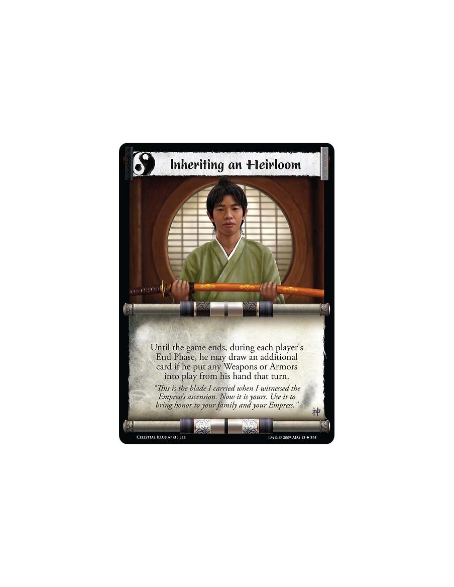Inheriting an Heirloom (Español)  - Until the game ends, during each player's End Phase, he may draw an additional card if he pu