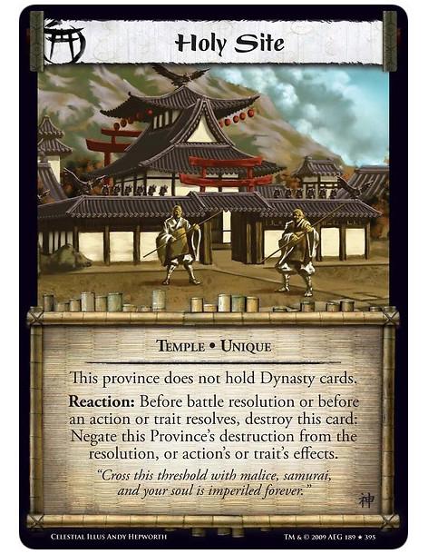 Holy Site (Español)  - Temple • Unique This province does not hold Dynasty cards. Reaction: Before battle resolution or before a