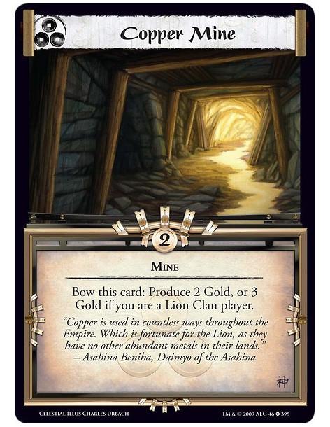 Copper Mine  - Mine Bow this card: Produce 2 Gold, or 3 Gold if you are a Lion Clan player.