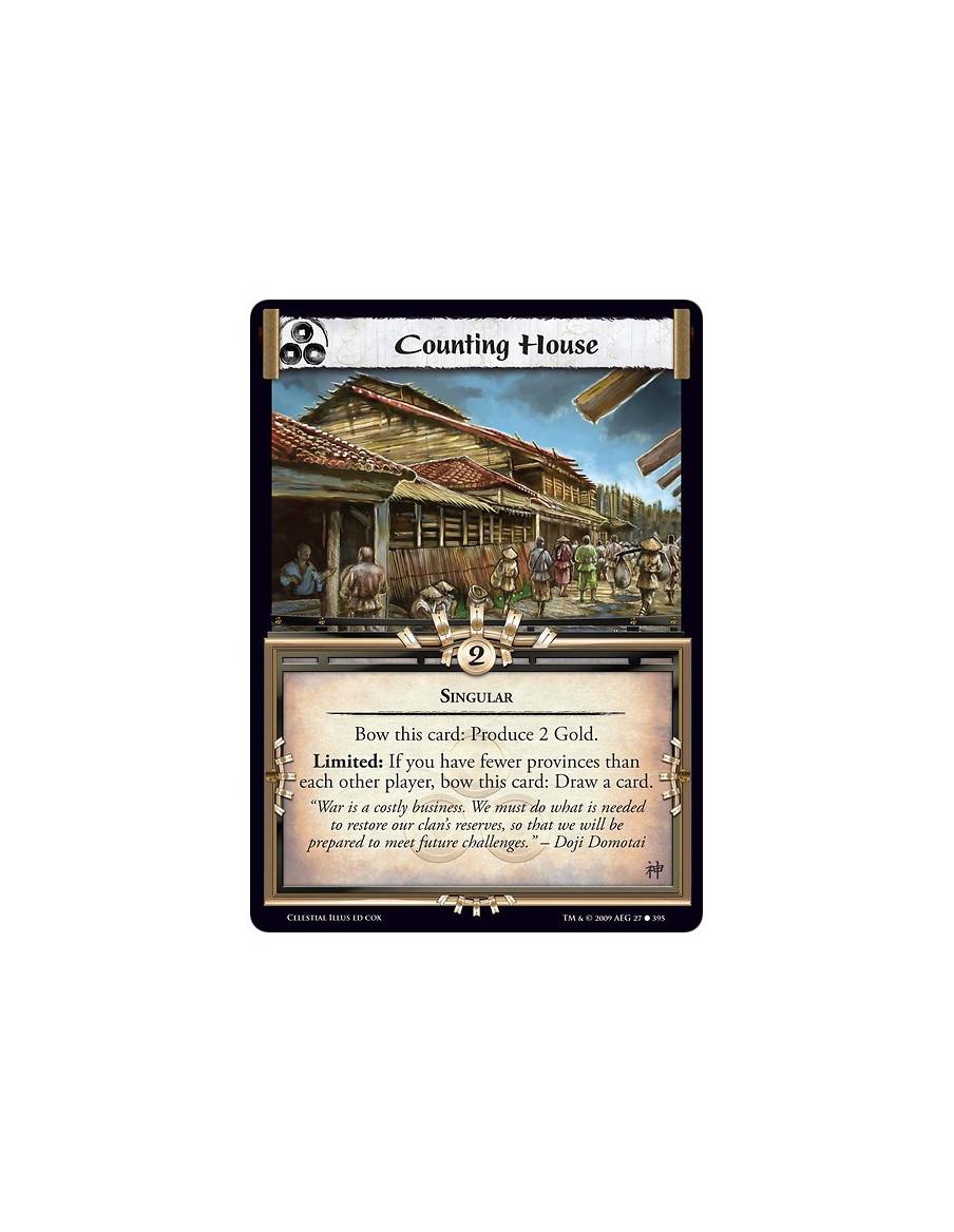 Counting House  - Singular Bow this card: Produce 2 Gold. Limited: If you have fewer provinces than each other player, bow this 