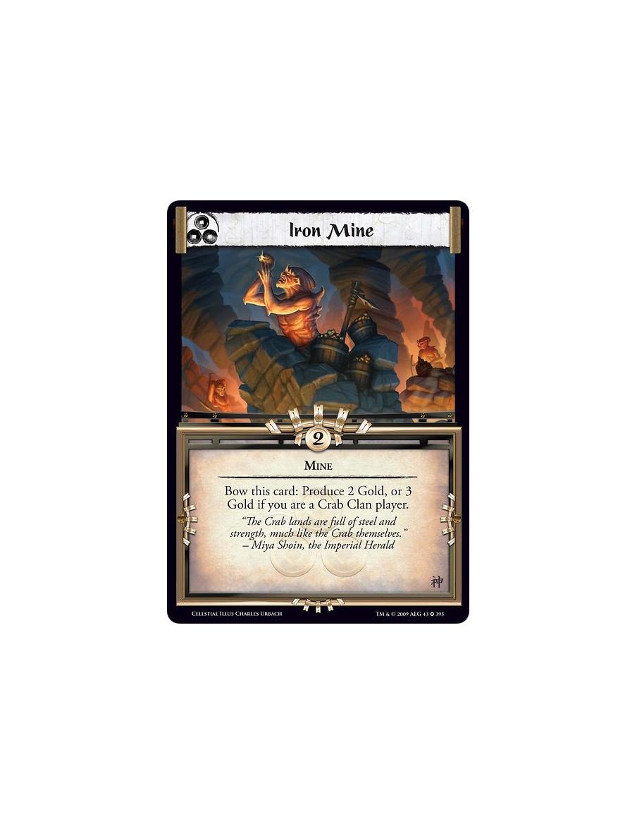 Iron Mine  - Mine Bow this card: Produce 2 Gold, or 3 Gold if you are a Crab Clan player.