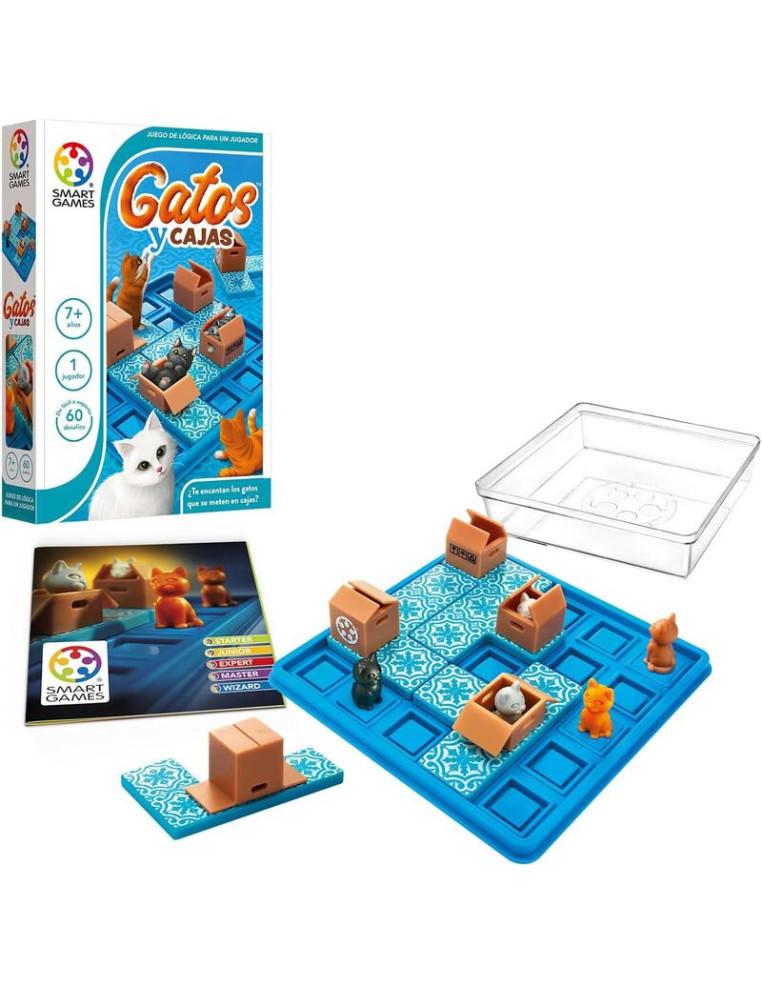Gatos y Cajas. Juego de lógica  - ¿Eres tan listo como un gato?    ¡A estos gatos les encanta esconderse en cajas!  Mueve las pi