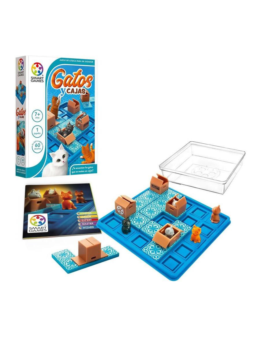 Gatos y Cajas. Juego de lógica  - ¿Eres tan listo como un gato?    ¡A estos gatos les encanta esconderse en cajas!  Mueve las pi