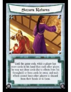 Sezaru Returns  - Until the game ends, while a player has more cards in his hand than each other player, he may not draw cards d