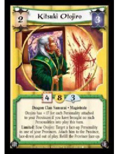 Kitsuki Otojiro  - Dragon Clan Samurai · Magistrate. Otojiro has +1F for each Personality attached to your Provinces if you have