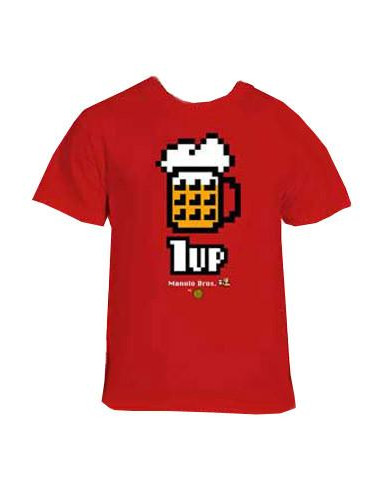 Camiseta 1UP Cerveza (Azul, Roja)  - 