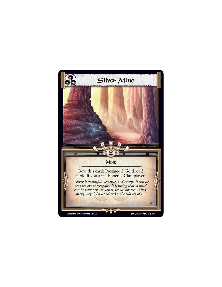 Silver Mine (Español)  - Mine Bow this card: Produce 2 Gold, or 3 Gold if you are a Phoenix Clan player.