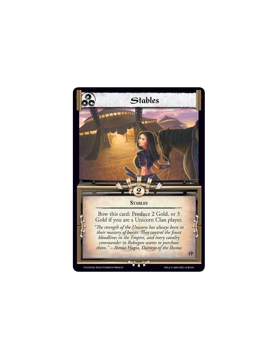 Stables  - Stables Bow this card: Produce 2 Gold, or 3 Gold if you are a Unicorn Clan player.