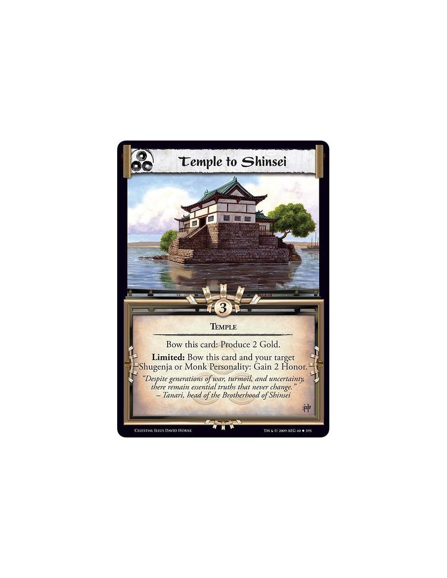 Temple to Shinsei (Español)  - Temple Bow this card: Produce 2 Gold. Limited: Bow this card and your target Shugenja or Monk Per