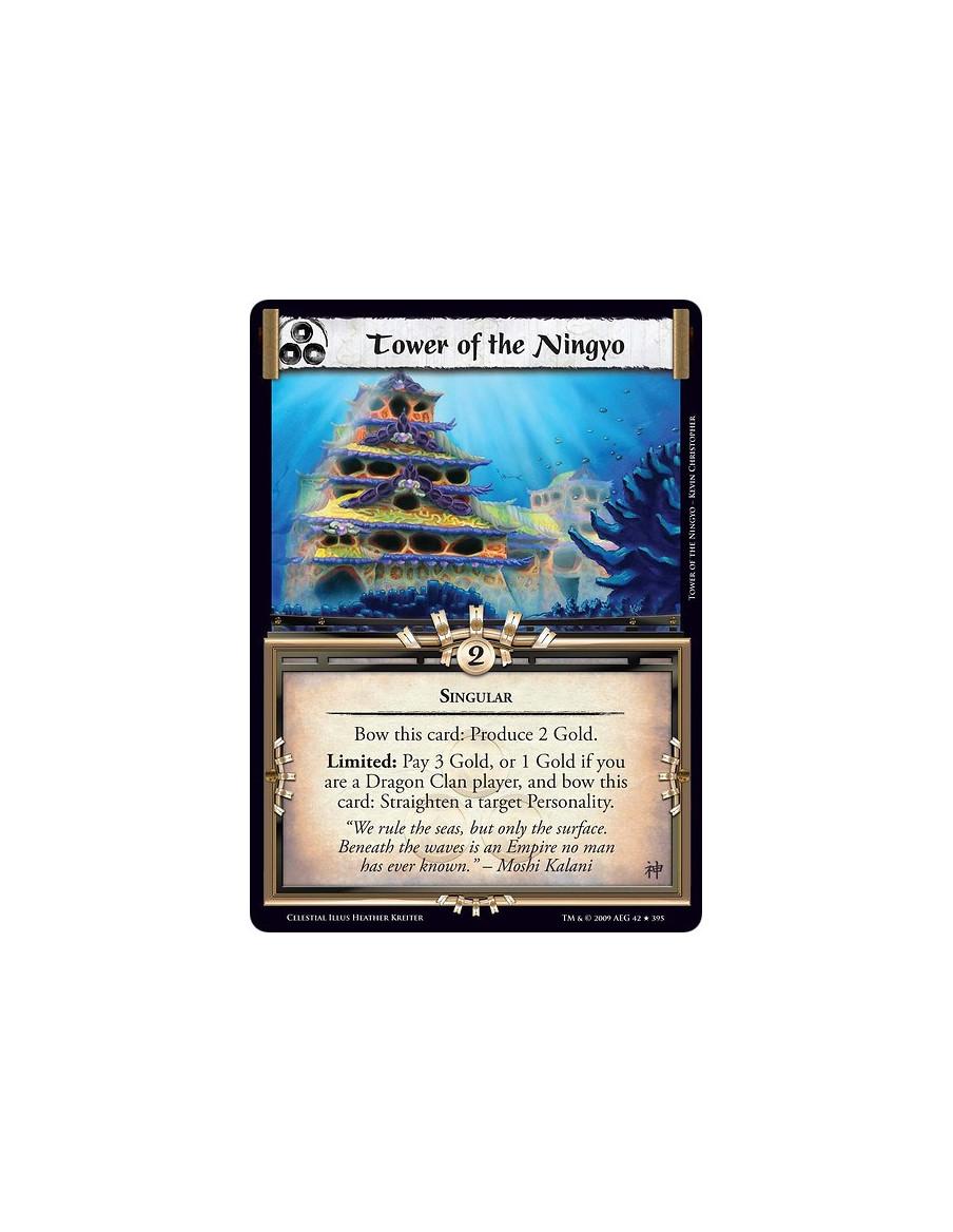 Tower of the Ningyo  - Singular Bow this card: Produce 2 Gold. Limited: Pay 3 Gold, or 1 Gold if you are a Dragon Clan player, a