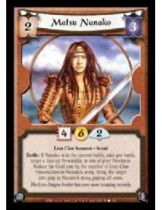 Matsu Nanako  - Lion Clan Samurai · Scout. Battle: If Nanako is in the current battle, once per battle, target a face-up Persona