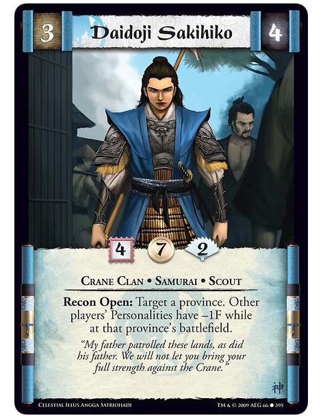 Daidoji Sakihiko  - Crane Clan • Samurai • Scout Recon Open: Target a province. Other players’ Personalities have -1F while at t