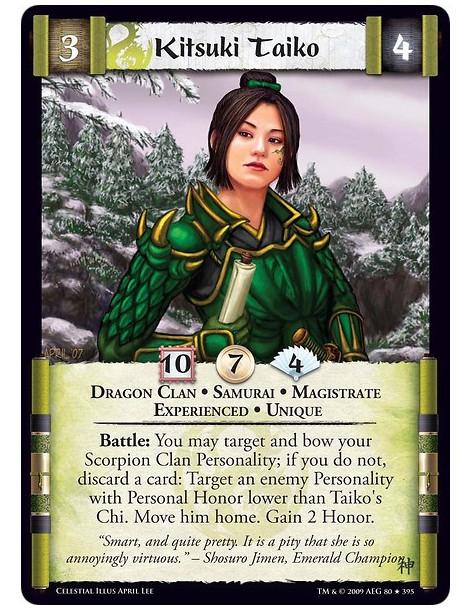 Kitsuki Taiko Exp (Spanish)  - Dragon Clan • Samurai • Magistrate • Experienced • Unique Battle: You may target and bow your Sco