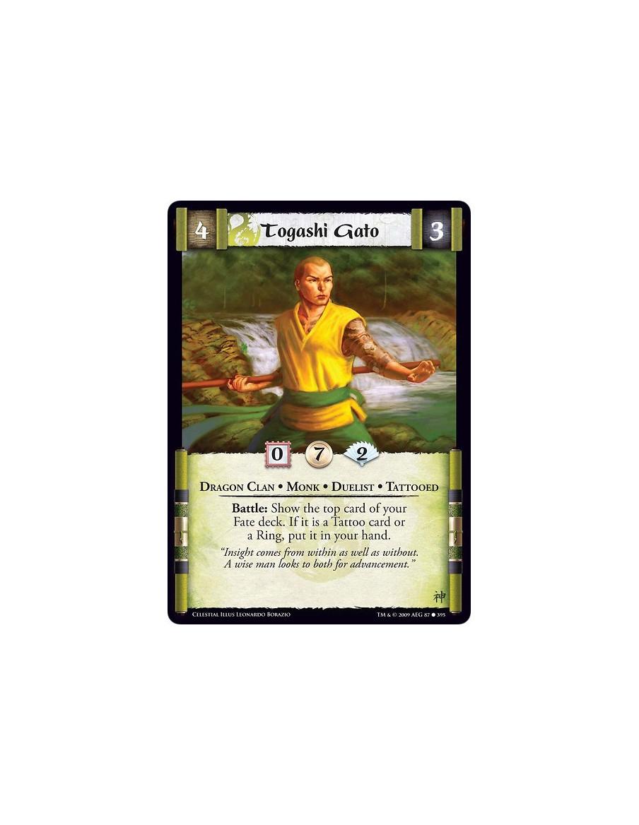 Togashi Gato (Español)  - Dragon Clan • Monk • Duelist • Tattooed Battle: Show the top card of your Fate deck. If it is a Tattoo