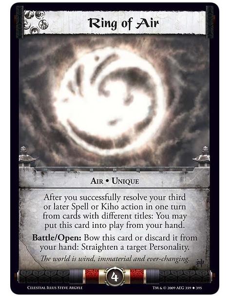Ring of Air FOIL  - Air • Unique After you successfully resolve your third or later Spell or Kiho action in one turn from cards 