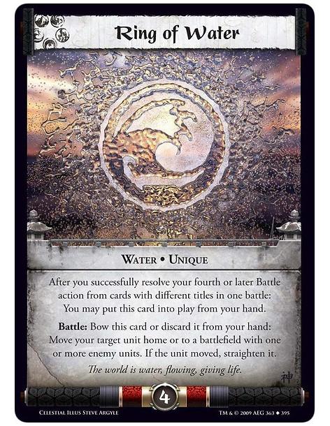 Ring of Water (Español)  - Water • Unique After you successfully resolve your fourth or later Battle action from cards with diff