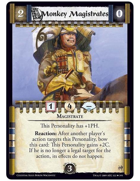 Monkey Magistrates (Español)  - Magistrate This Personality has +1PH. Reaction: After another player's action targets this Perso