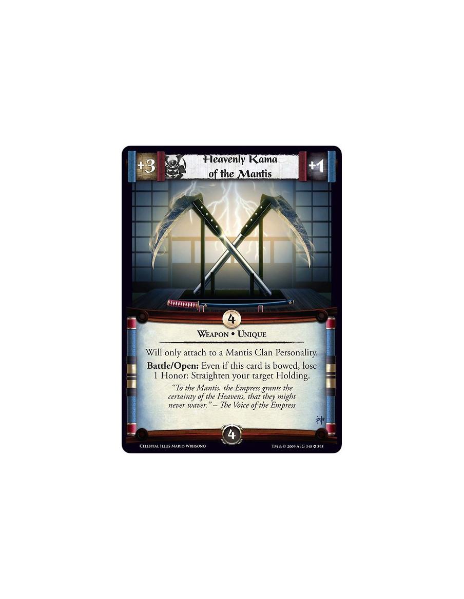 Heavenly Kama of the Mantis (Español)  - Weapon • Unique Will only attach to a Mantis Clan Personality. Battle/Open: Even if thi