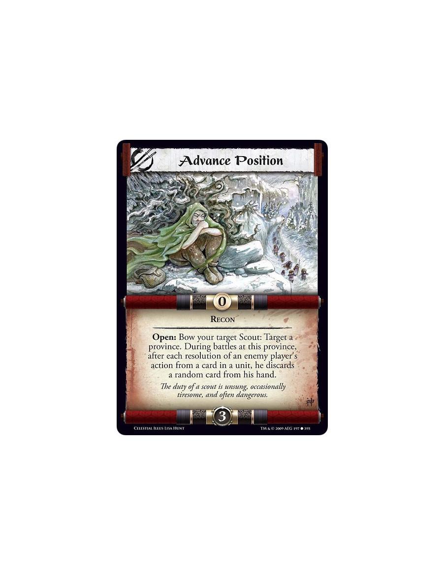Advance Position (Español)  - Recon Open: Bow your target Scout: Target a province. During battles at this province, after each 